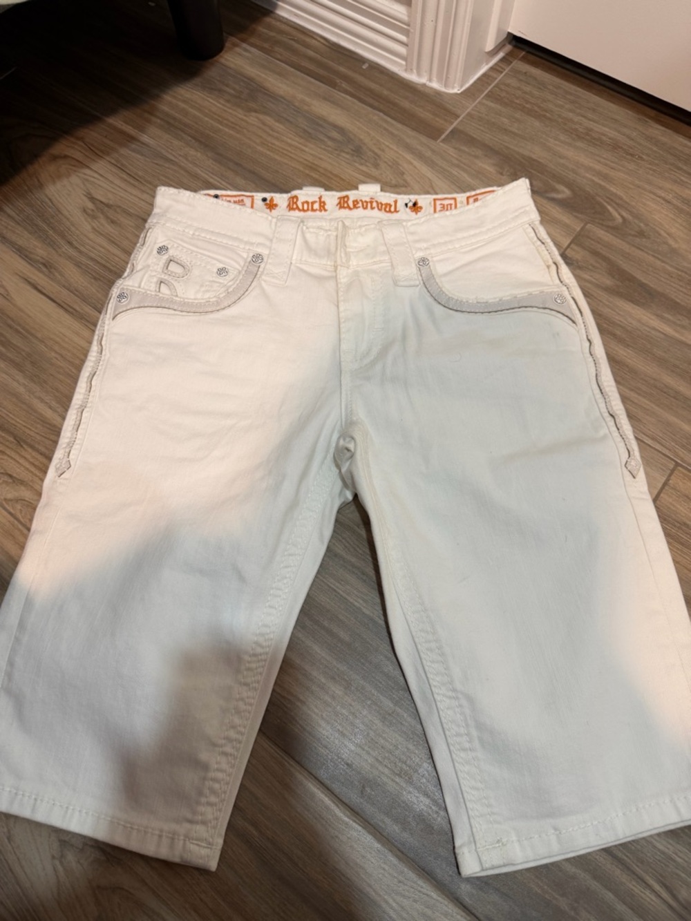 Rock Revival Off-White Denim Bermuda Shorts